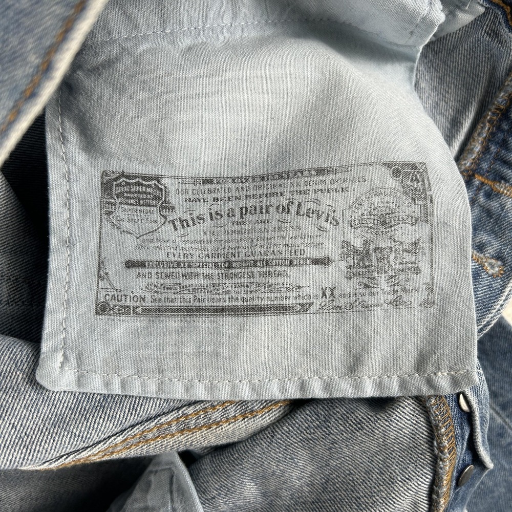 Vintage Levis 501 Jeans Mens 34x32 Denim Regular Straight Button Fly Batwing Tag - Picture 9 of 14